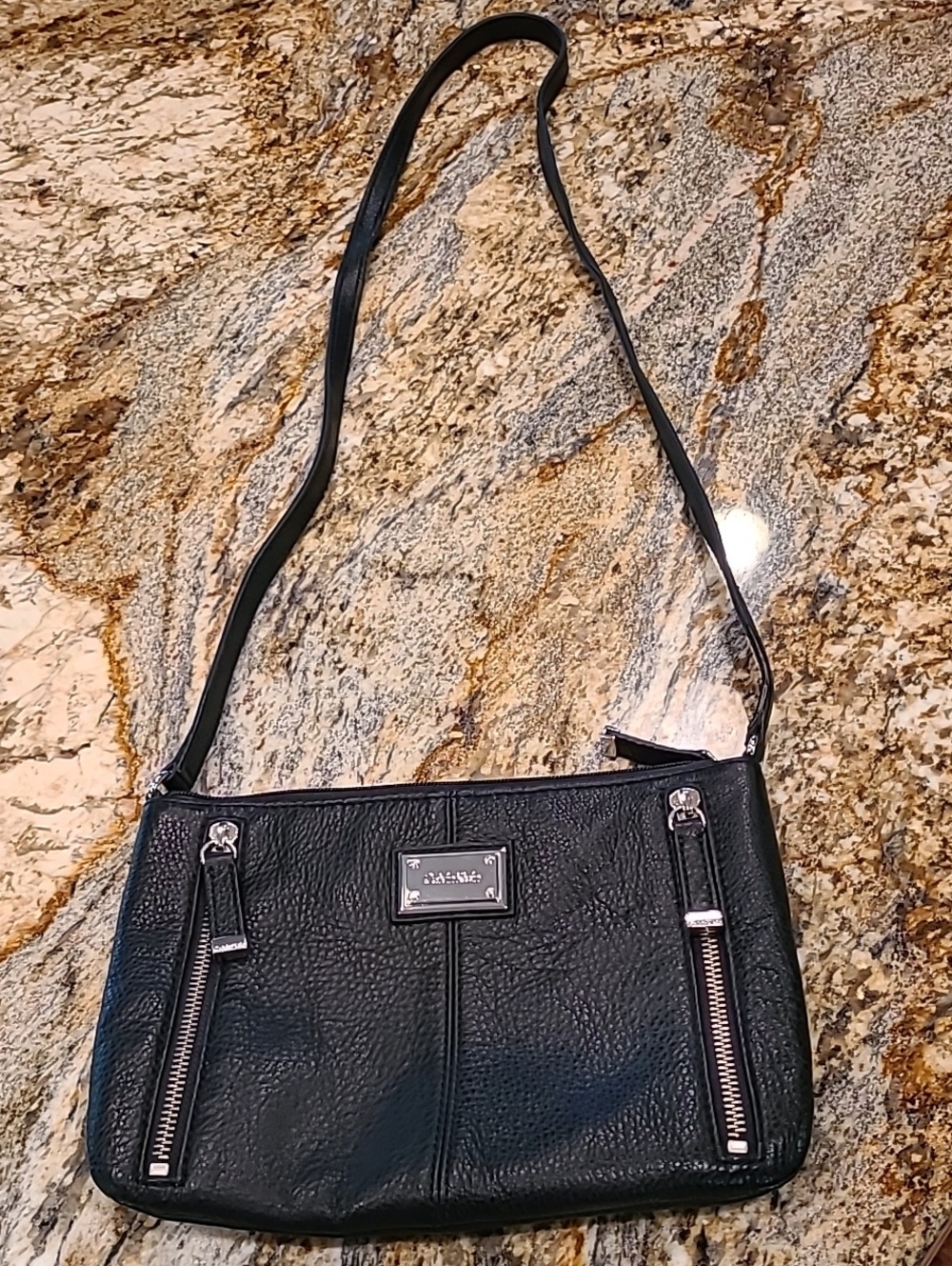 Calvin Klein Black Pebbled Leather Shoulder Bag